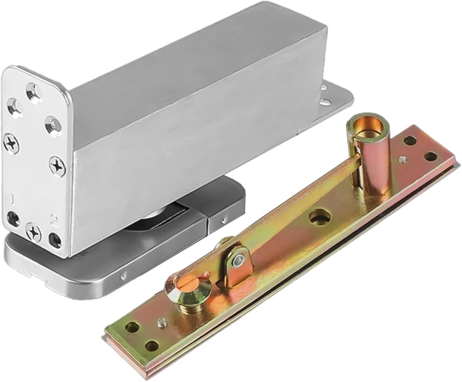 Wooden Door Hidden Door Hinge Heavy Duty 90° Positioning Auto Buffer Hydraulic Closing Heaven and Earth Swivel Hidden Hinge(Black)
