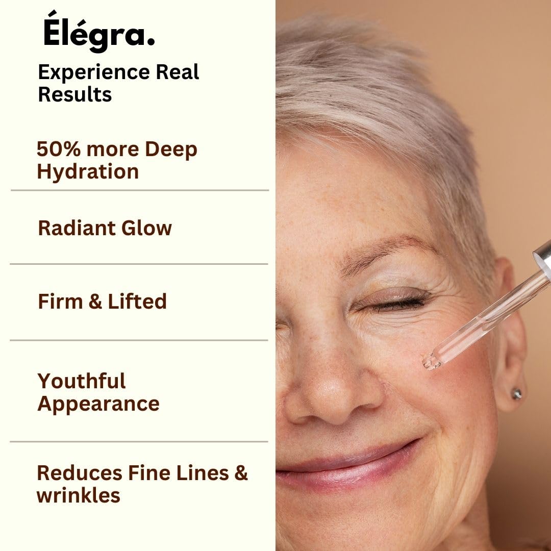 Elegra 6-in-1 Facial Serum: Hyaluronic Acid, Vitamin C, E, Collagen, Retinol & Niacinamide - Advanced Skincare Solution for Firming, Glowing, Lifting, Smoothing, Blemishes & Wrinkles.