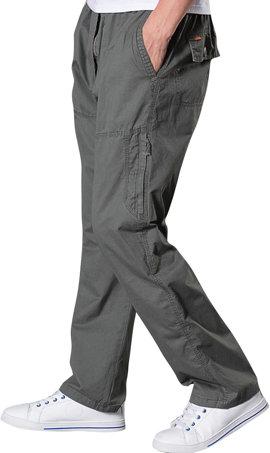 WENKOMG1 Men's Pants, Hiking Tactical Stretch Military Combat Work Pants with Pockets, L-6XL