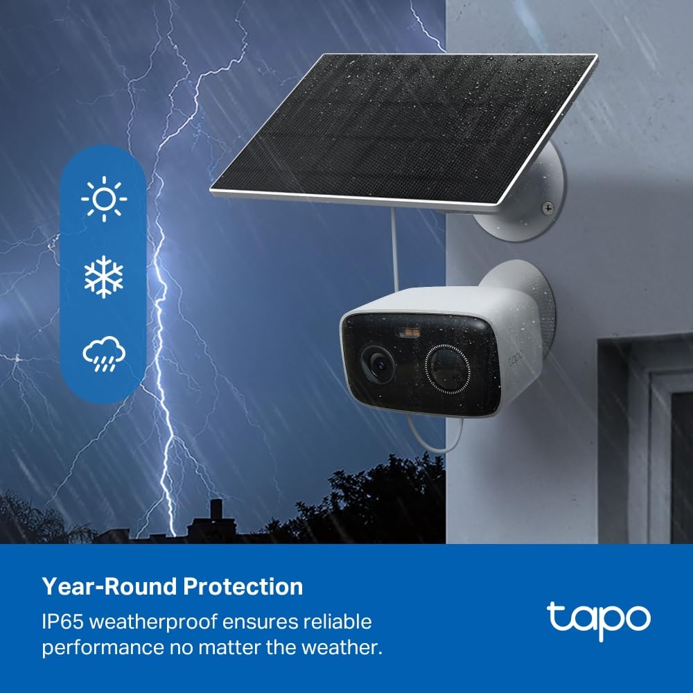 Tapo Kit de Caméra de Surveillance WiFi extérieure Full HD, Batterie 5200 mAh, jusqu'à 180 Jours d'autonomie, Vision Nocturne Couleur, détection de Personne, Alarme sonore et Lumineuse, IP65 C400 KIT