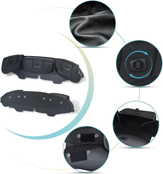 FOVPLUE Windshield Bag, Three-Pocket Batwing Fairing Pouch for Harley Electra Glide Street Glide Trike FLHTCU/I FLHTCUTG FLH FLHX/I FLHTK FLHT/I FLHTC/I FLHTC 1996-2013, Black