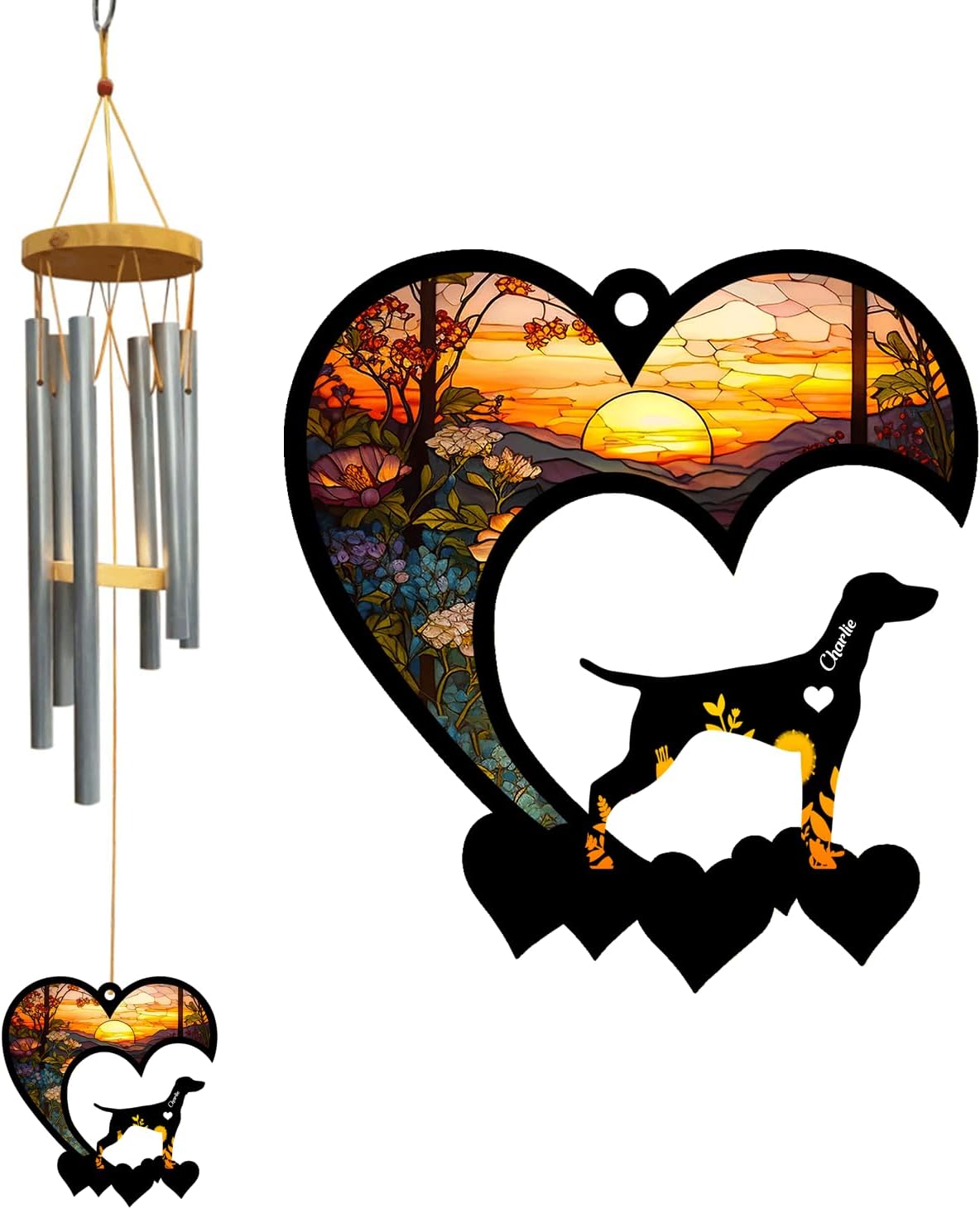Love Signal Custom Chihuahua Wind Chimes Ornament, Personalized Afghan Hound Memorial with Name, Pet Loss Wind Chimes Ornament, Dog Remembrance Gift, Loss of Dog Sympathy Gift