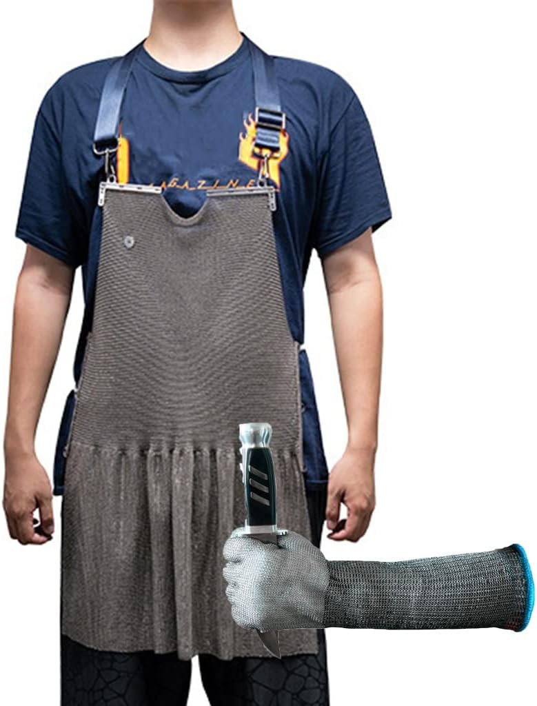 Slaughterhouse Cut-Resistant Aprons and Gloves, Waterproof Stab Proof Safety Work Apron, (Color : Gloves-S, Size : 55x76cm)