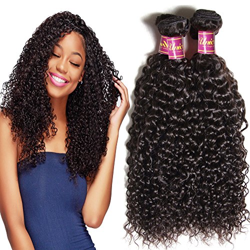 Unice Virgin Hair Brazilian Curly Hair Unprocessed Human Hair Extensions 3 Bundles Natural Color Can Be Dyed 95-100g/pc (10 12 14)