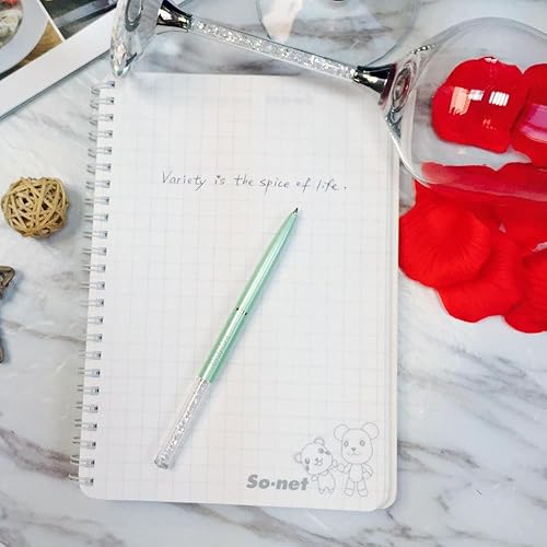 Miniatura 4 de Matashi - Bolígrafo con estilo plateado en cromo verde con una miniatura superior cristalina de lujo para escritorio de oficina ejecutiva, regalo de