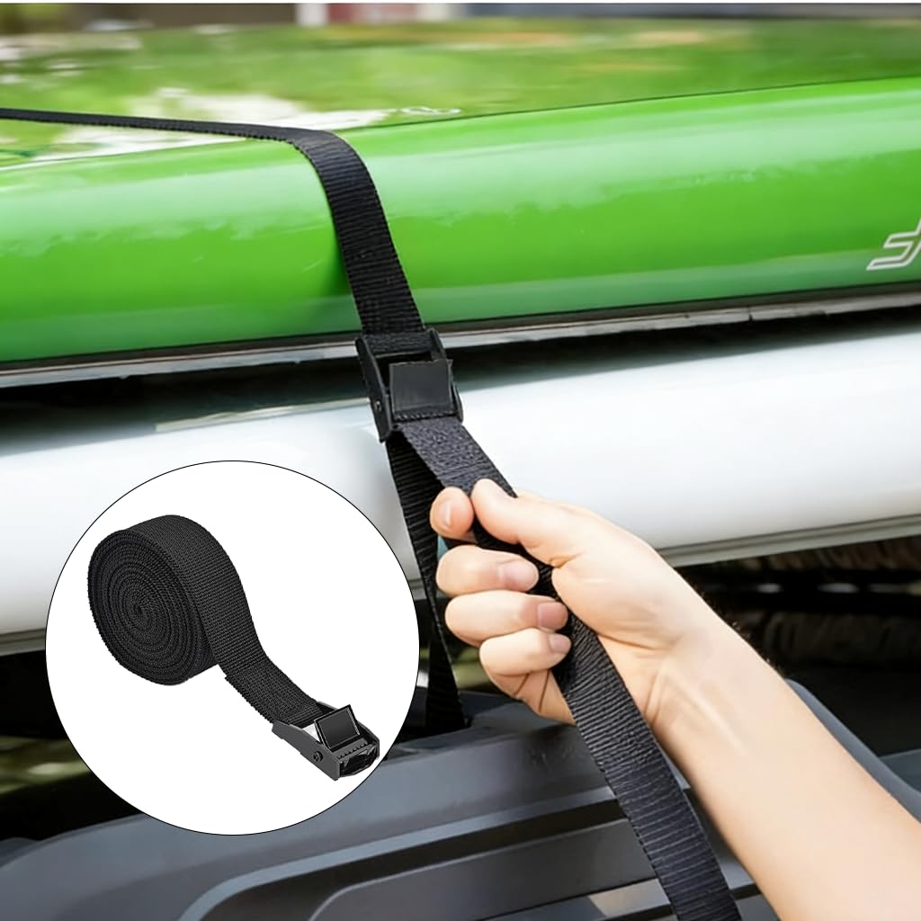 4 Pack Short Ratchet Straps, 2m Adjustable Tie Down Straps with Metal Buckle, Mini Lashing Straps for Bike Rack, Motorcycle, Luggage & Cargo (2m) — view 3