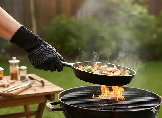 KANKA Heat Resistant Gloves 800C, Silicone Grip, BBQ
