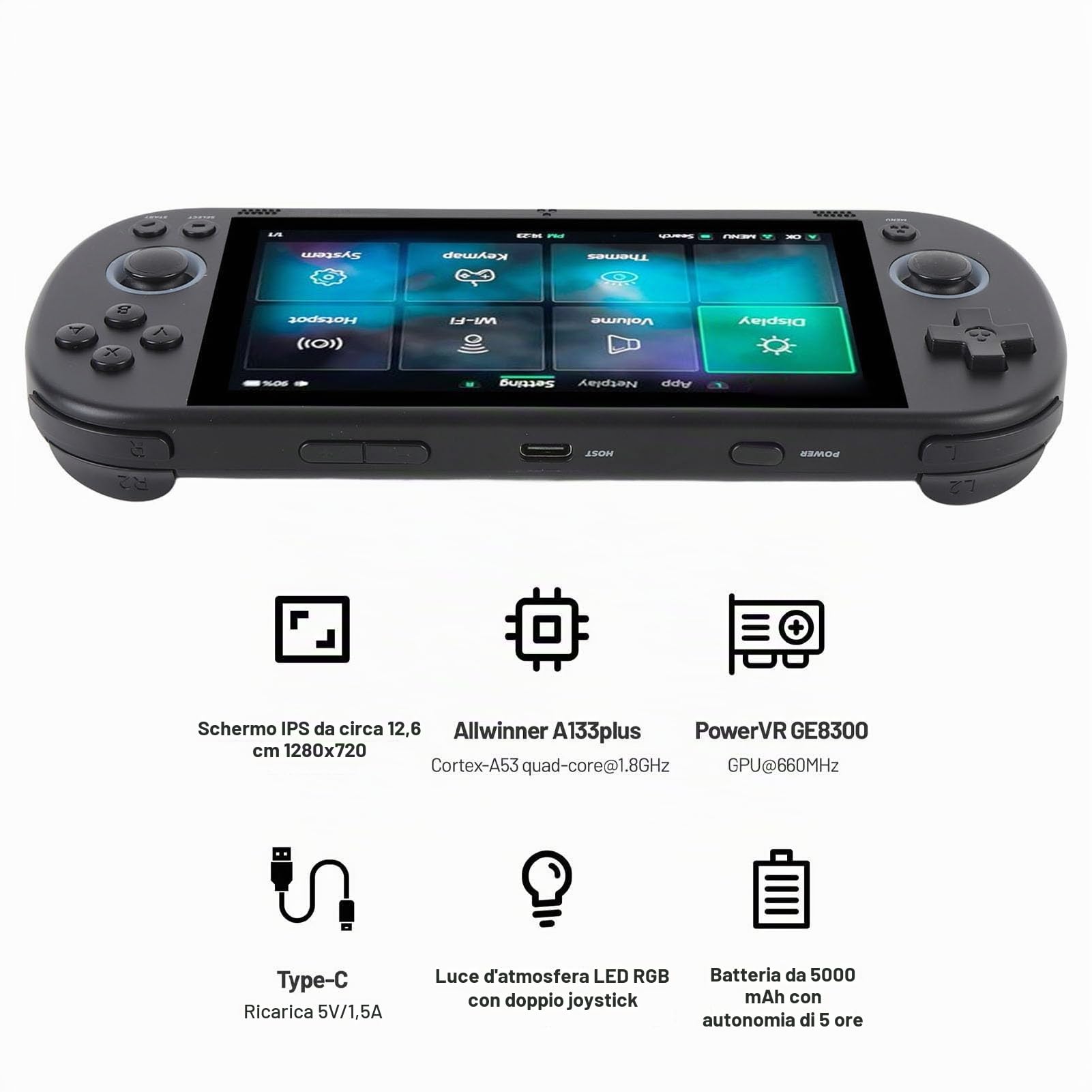 Console di Gioco retrò Portatile, Schermo IPS da 4,96 Pollici 720x1280 28 Emulatori Batteria da 5000 MAh, con Lettore Multimediale Moonlight Lettore di Schede USB per (#3)