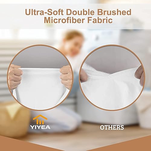 Miniatura 6 de YIYEA Sábana bajera ajustable de microfibra de doble cepillado de alta calidad, tamaño individual, sábana bajera ultra suave, encogimiento,