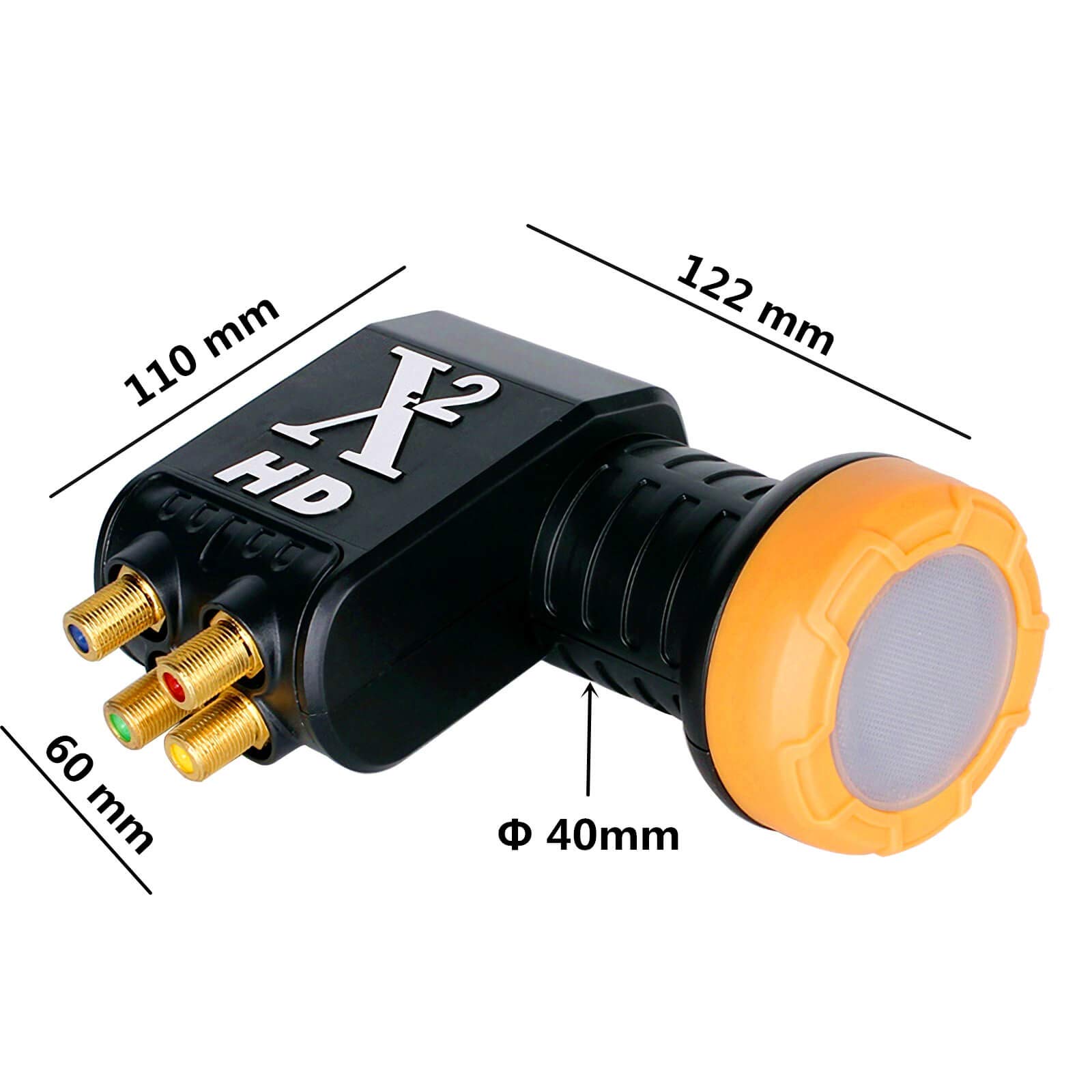 LNB 4 Uscite Nero Qualità Premium [Test Eccellente] Adatto per Multifeed con Protezione dagli agenti atmosferici, Contatti Dorati a 4 vie, Full HD, 4k, 3D
