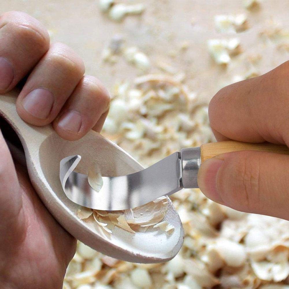 2 pezzi Coltello da Intaglio,Coltello Intaglio Legno con Lama in Acciaio Inossidabile,Inclusi Gancio Coltello e Coltello da Intaglio