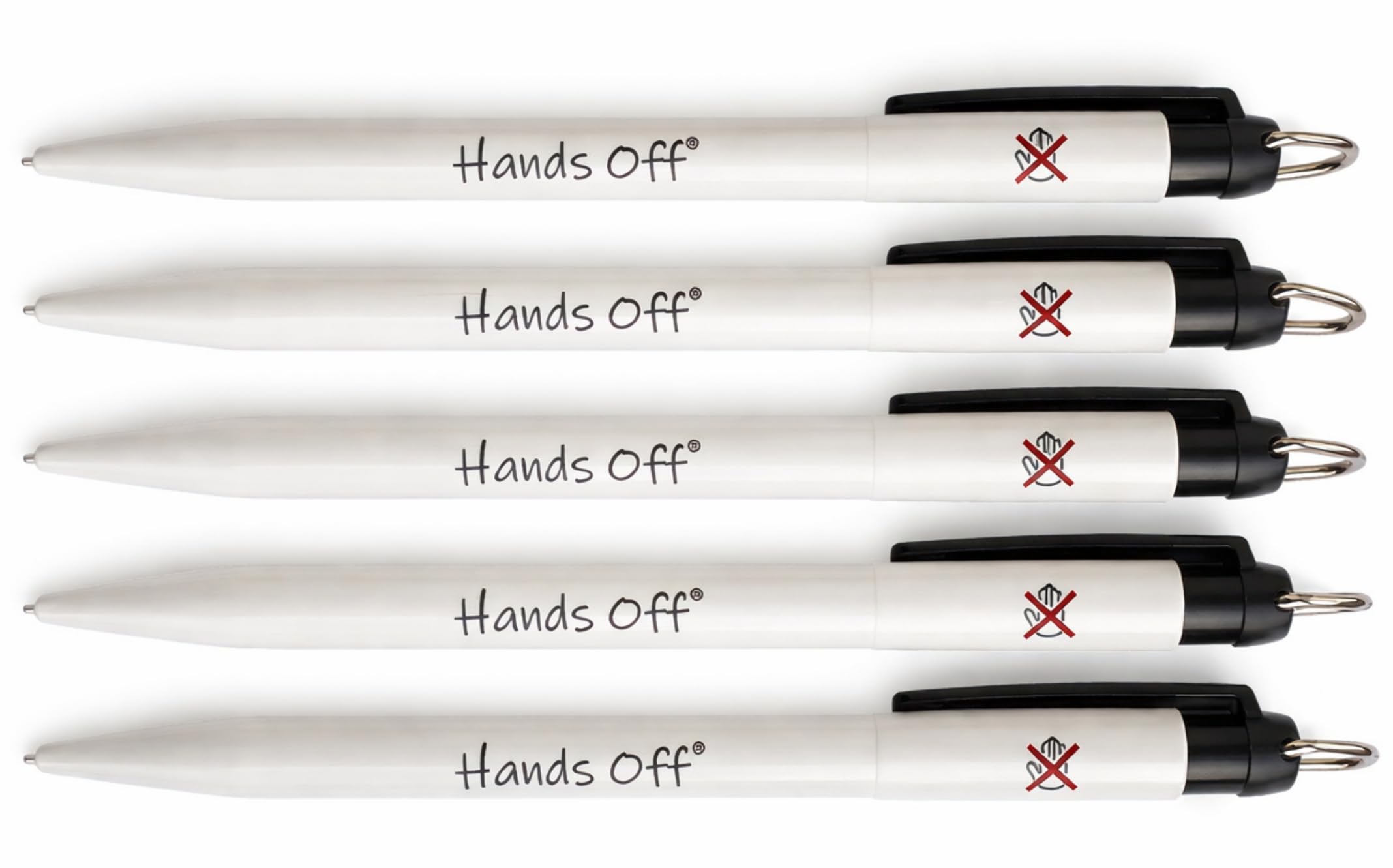 Hands Off Antibacterial Pen's x 5 Can be attached to Key ring, lanyards etc for the office, Nurse's, Teacher's, STOP PEOPLE TOUCHING YOUR PEN