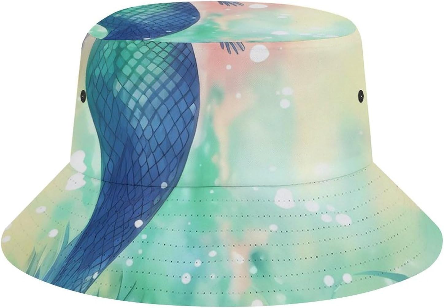 Bucket Hat for Women and Men Beautiful Mermaid Tail Wide Brim Fishing Beach Caps for Hiking Travel
