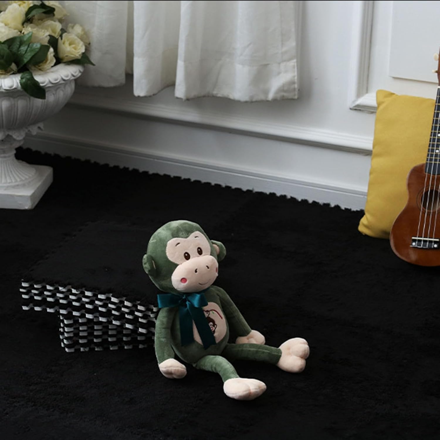 LNNNW Plush Piezas Alfombra Puzzle 10 Uds. Alfombra de Espuma de Rompecabezas de Felpa, losetas de Alfombra entrelazadas, Alfombra Cuadrada de Espuma, Alfombra for Gatear esponjosa(Nero)