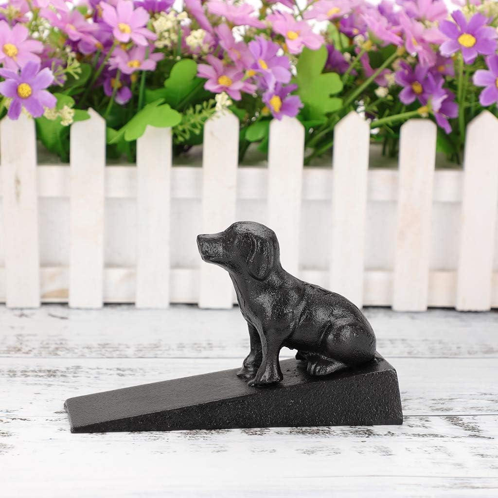 Sumnacon 2 Pcs Cast Iron Cute Dog Door Stops - Heavy Duty Rustic Door Stoppers Avoid Drilling Holes, Vintage Metal Door Wedges on All Floor Surfaces for Home Office Commercial Industrial
