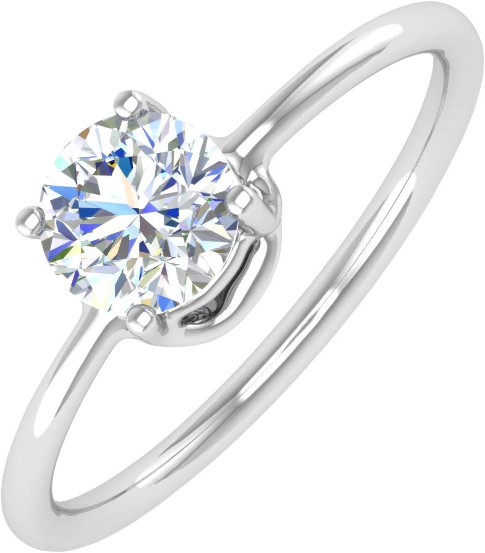 FINEROCK 1/2 Carat Diamond Solitaire Engagement Ring in 10K Gold
