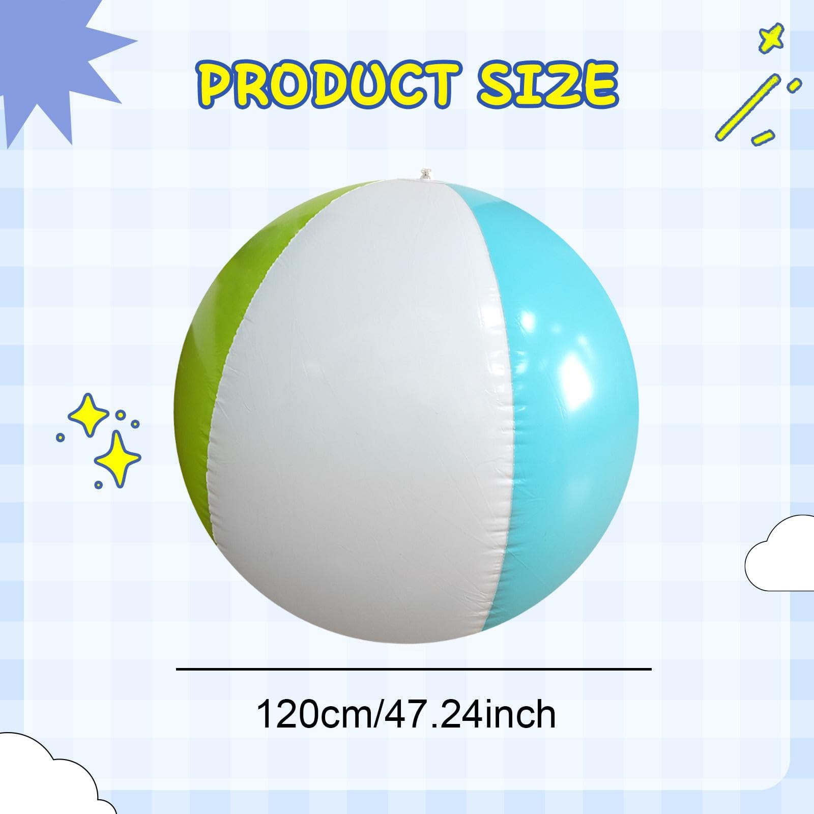 Riesiger Aufblasbarer Strandball (119 cm) – Schwimmbadball für Jungen Und Mädchen – Lustiger PVC Ball