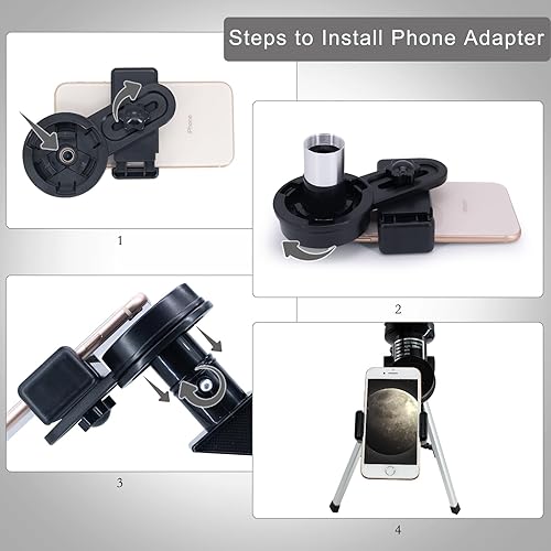 Miniatura 4 de ToyerBee Telescopio para adultos y niños, 2.756 in de apertura (15X-150X) telescopios refractores portátiles para principiantes de astronomía,