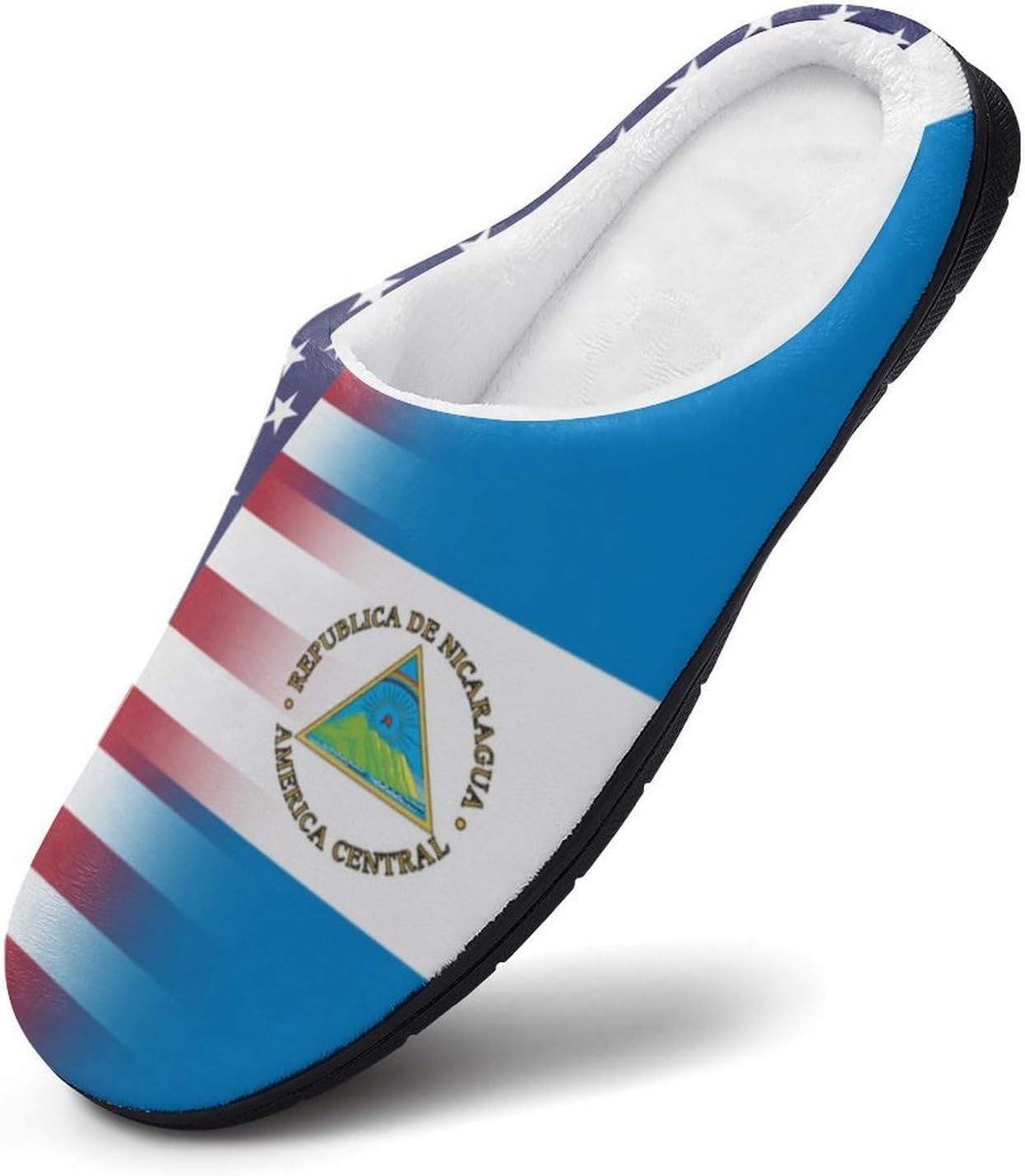 U.S.A. Nicaragua Flag Cotton Slippers for Women Soft Indoor Sole Casual House Shoes