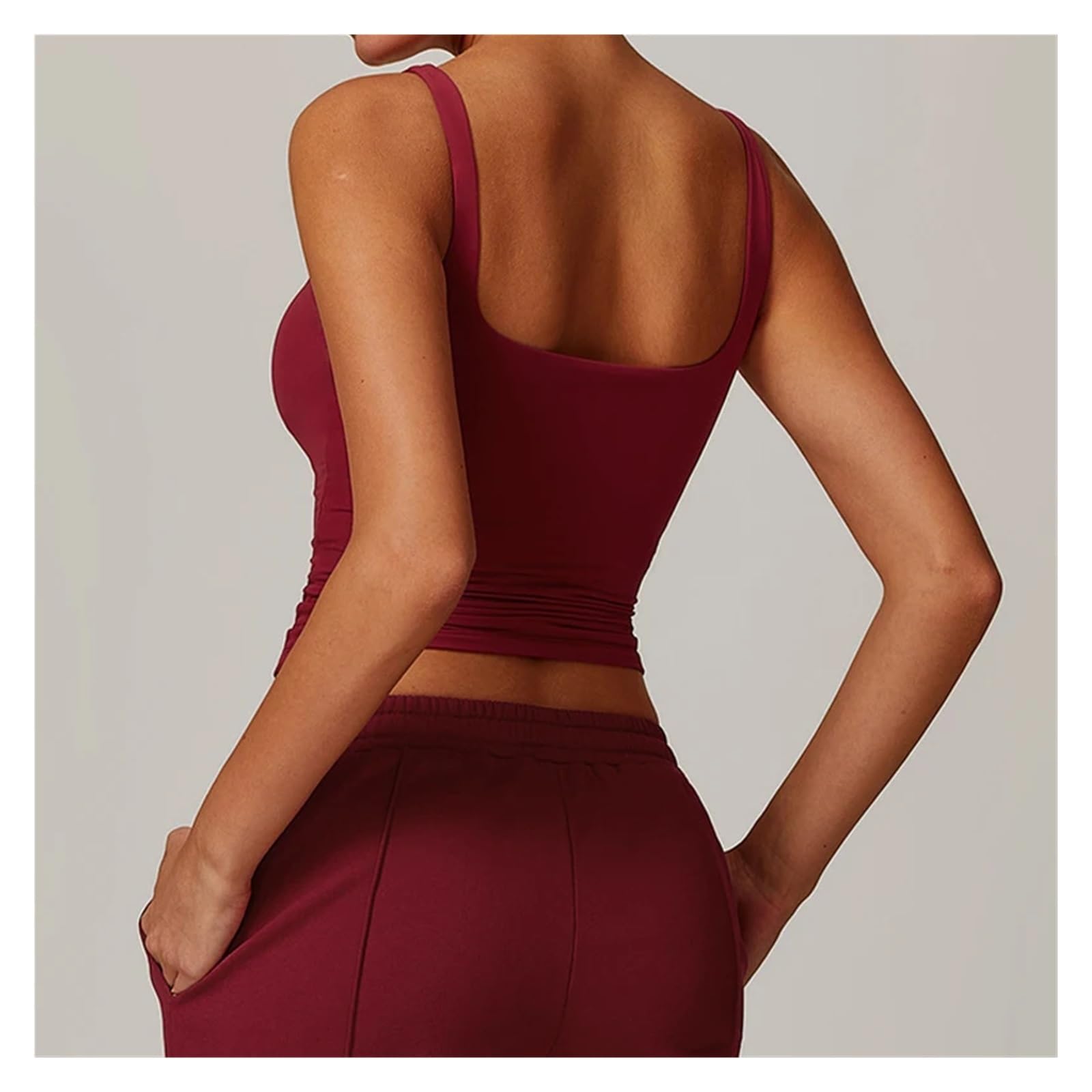 Top da Yoga Reggiseno Sportivo da Donna, Scollo Quadrato, Aderente, Canotta Yoga, Palestra, Corsa, Traspirante, Casual, vestibilità Comoda, Top Allenamento
