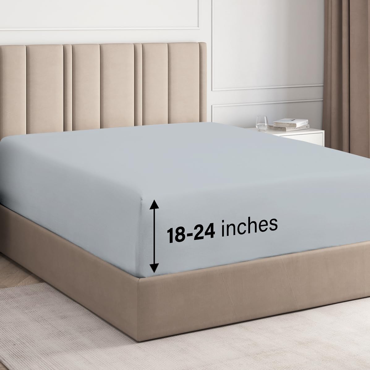 Extra Deep Queen Fitted Sheet - Hotel Luxury Single Fitted Sheet Only - Easily Fits 18 inch to 24 inch Mattress - Soft, Wrinkle Free, Breathable & Comfy Extra Deep Pockets Sky Blue Fitted Sheet