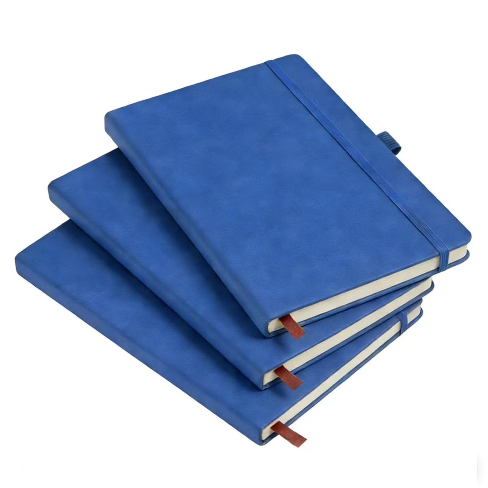 SZAXCCOM 3 Pack A5 Notebook Leather Pu Notepad Journal Notepads with Pen Holder & Ribbon Bookmark 80g Thick Paper 200 Pages for Office School Home Business Writing Note Taking Blue — image 1