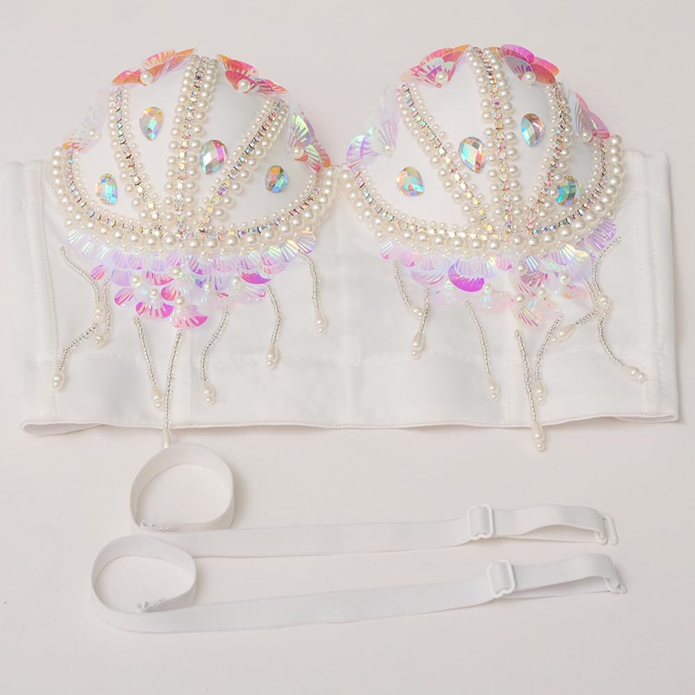 ROYAL SMEELA Bustier con strass da donna Corsetto Bustier Da Donna Bustier e Corsetto Gotic Punk per donne Top Bustier Corsetto Frangia Top Corsetto Diamanti Corsetto con perline donna bustier sexy