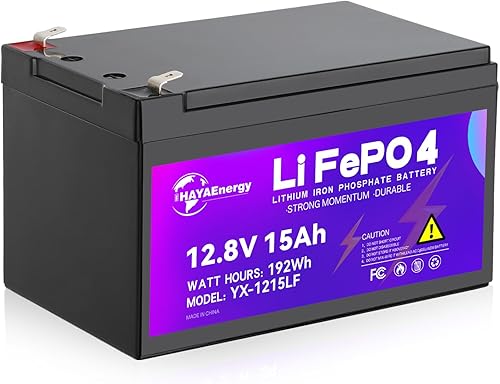 Batería de litio de 12 V y 15 Ah, batería recargable LiFePO4 con placa BMS de 30 A integrada, más de 5000 ciclos profundos, mayor densidad de