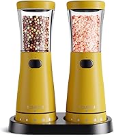 Vista 22 de Juego de molinillo eléctrico de sal y pimienta con base de almacenamiento, juego de molinillo de sal y pimienta recargable de acero inoxidable