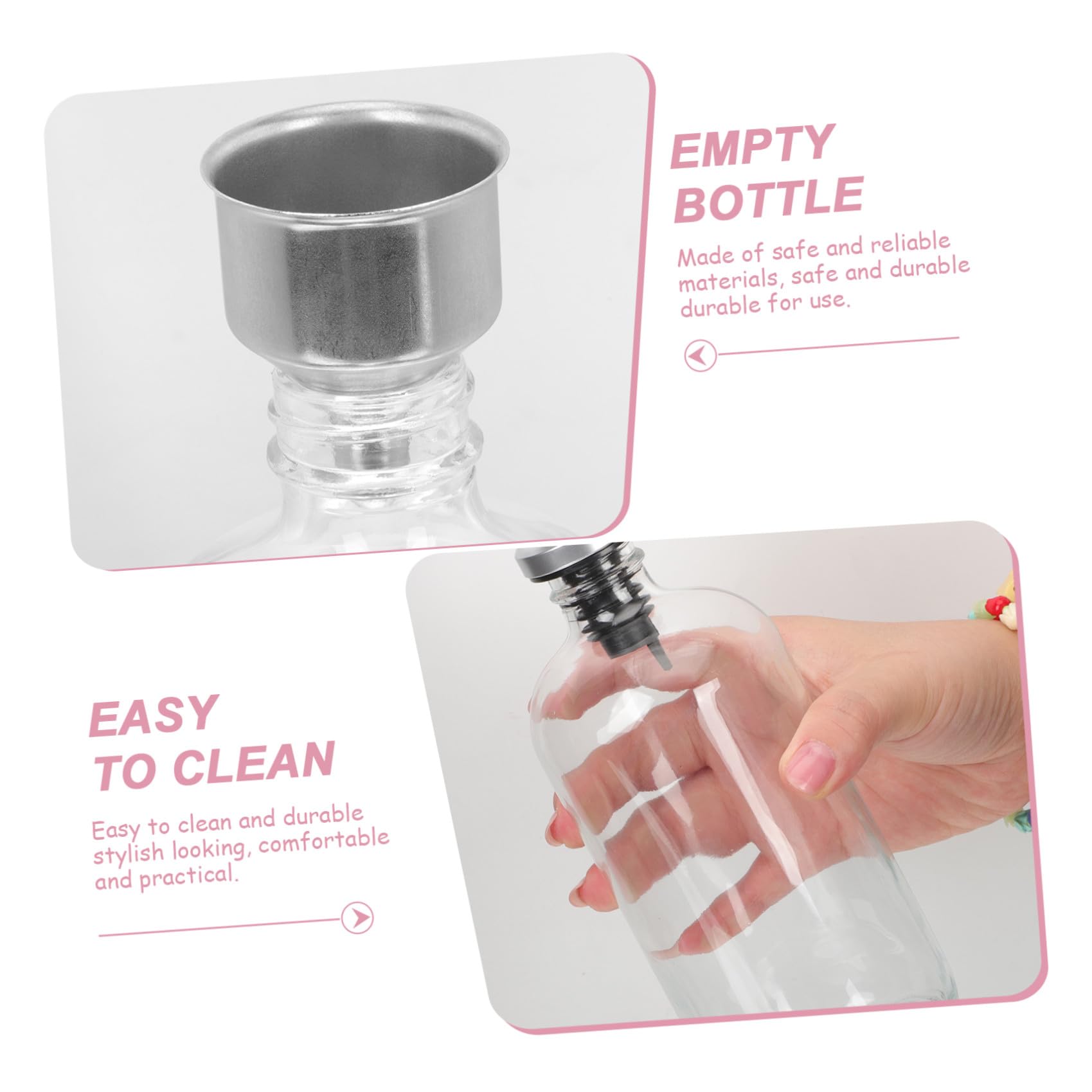 Mundwasserspender aus Glas und Edelstahl 500ml, 2 Stück | Trichter Plus Mundbecher im Lieferumfang, Geeignet für Zuhause, Hotel, Glatt Poliert, Klassisch Elegant