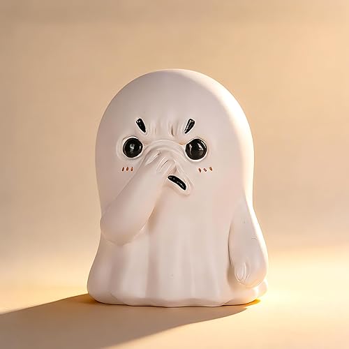 orenm Bonita figura de fantasma de resina, divertidos adornos para estantes, estatua de nariz que sostiene la nariz, esculturas extravagantes para
