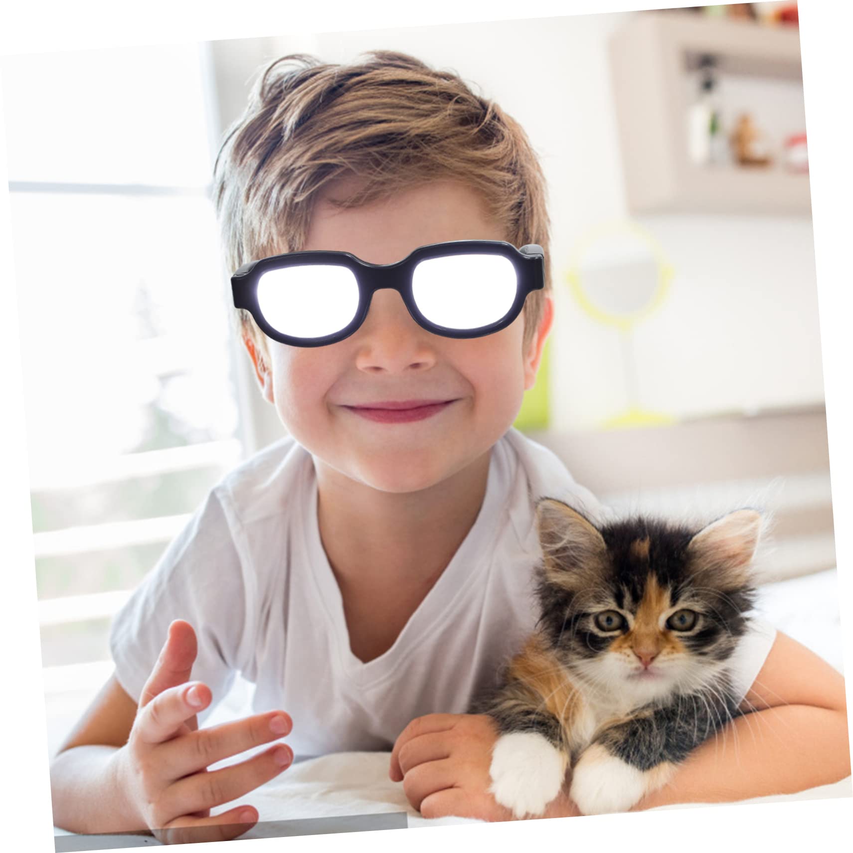 SHERCHPRY Gafas Luces LED Recargables por Usb, Plástico Negro para Fiesta