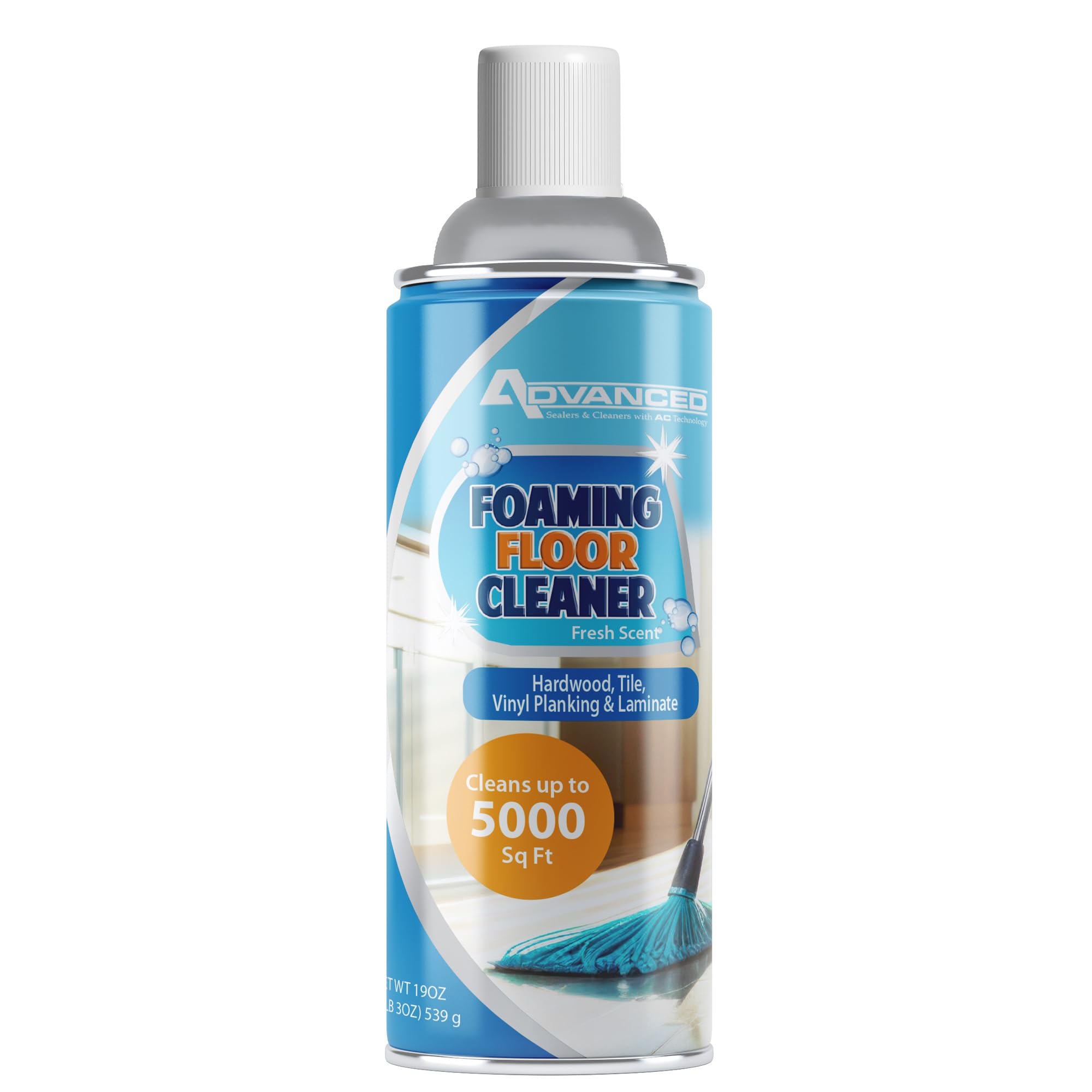ADVANCED SEALERS & CLEANERS Aerosol Foaming Floor Cleaner - No Rinse Multi Surface Cleaner for Porcelain, Vinyl, Laminate, Tile, & Hardwood 19 oz