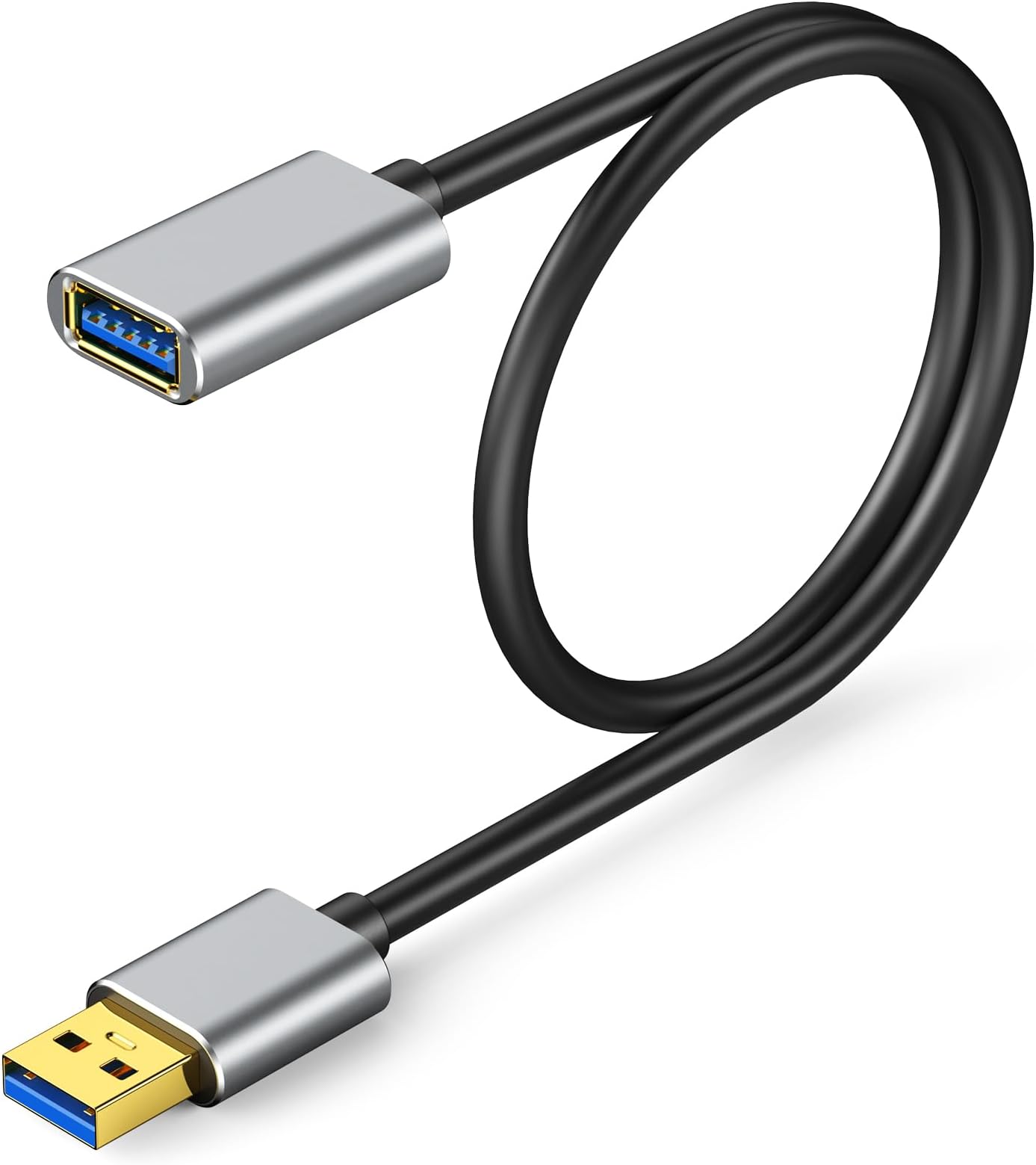 USB 3.0 Extension Cable USB Extender Male A to Female A 5GBps High-Speed Data Transfer Metal interface Compatible with PlayStations,Xboxes,Flash drives,Keyboards,Printers,Cameras and more(1.6ft)