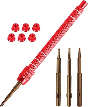 RC Screw Driver Set Tool Kit for 1/30 SCX30,1.5mm/2.0mm Phillips Screwdriver & 1.3mm Hex & T4 Plum & 6Pcs m2 Nut RC Car Repair Screwdrivers Set,for 1/30 SCX30 RC Crawler Truck Buggy,Red