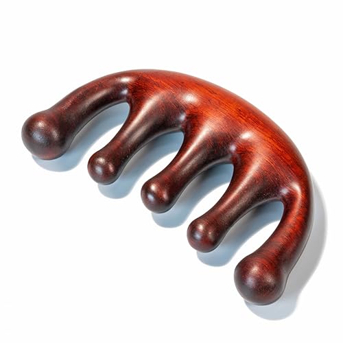 Auténtico peine de madera de sándalo, peine de masaje de madera, masajeador de cuero cabelludo, peine de sándalo para peine Gua Sha, raspado de