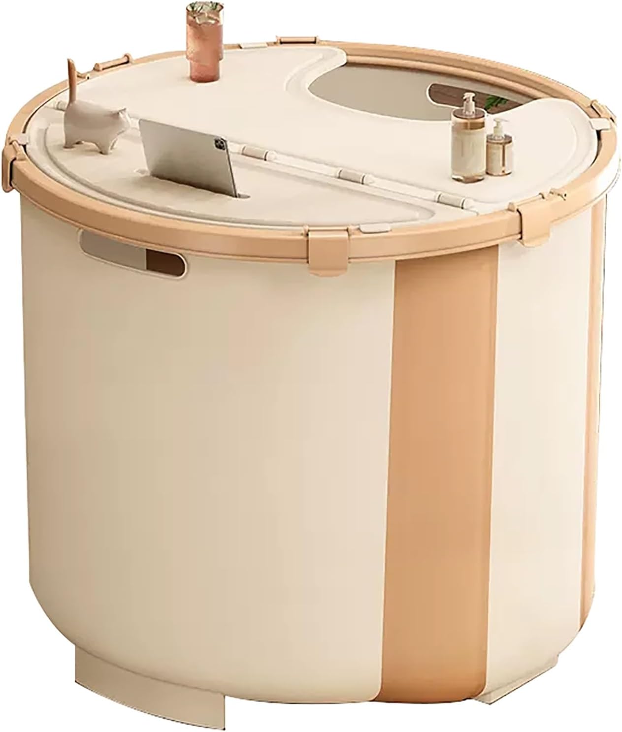 Collapsible Bathtub Adult with Lid & Bath Seat, Collapsible Adult Bathtub for Home Travel, Portable Soaking Bath Tub, Easy to Store, Great for Adult Kids Family