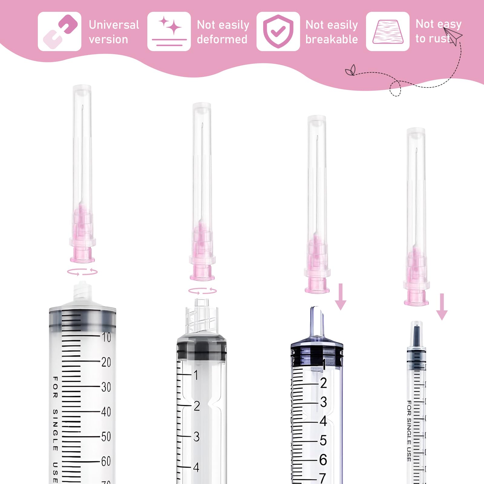 Vaskula Lot de 100 Tubes de Distribution en Acier Inoxydable 18 G (1.2 Mmx38 Mm) Rose Tube de Distribution pour Les, Laboratoires Scientifiques Industrie Echantillonnage