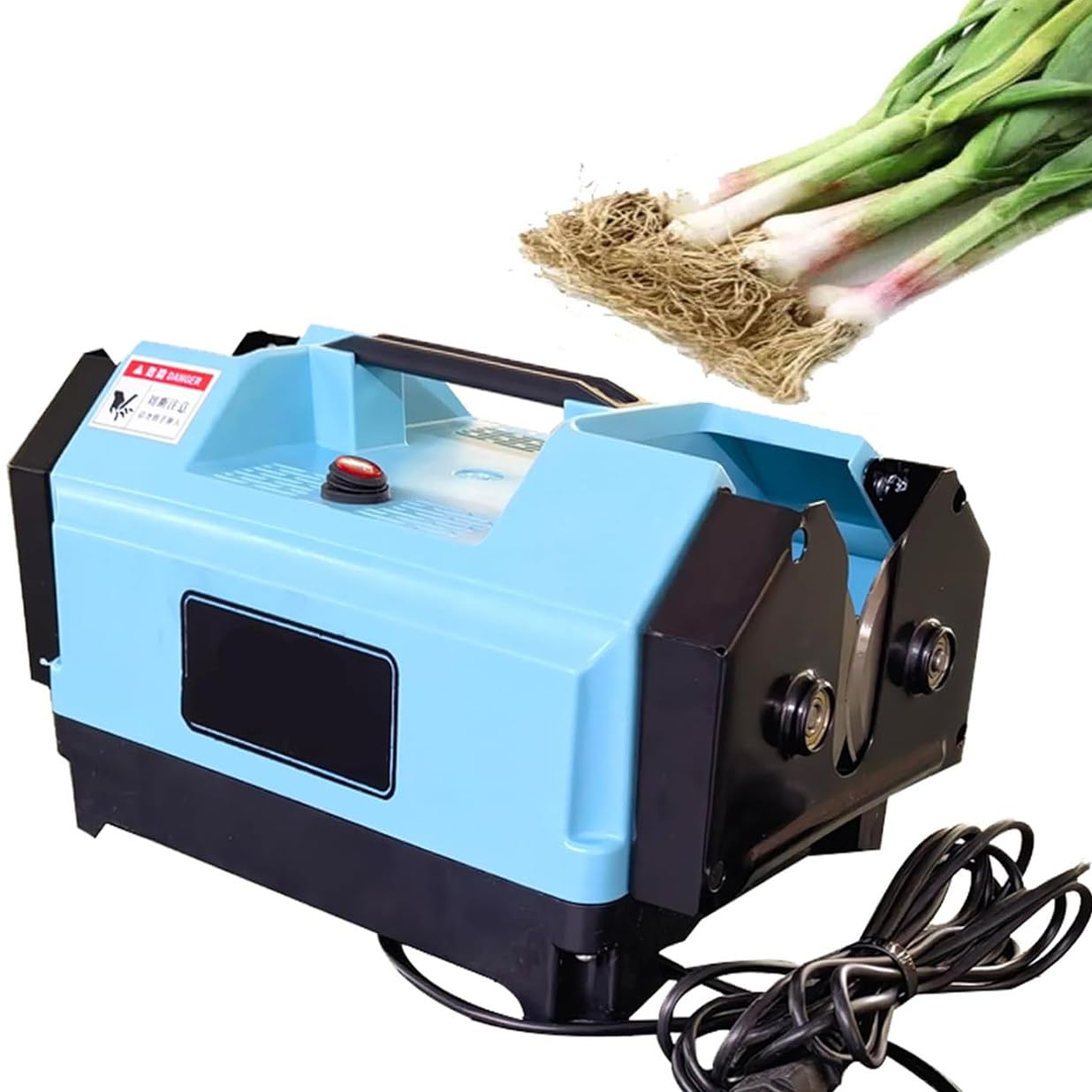 BOOZXCV Electric Garlic Root Stem, Double Cutting Garlic Root, Garlic Top Tails Remover Machine, Cut Beard and Roots (Blue)