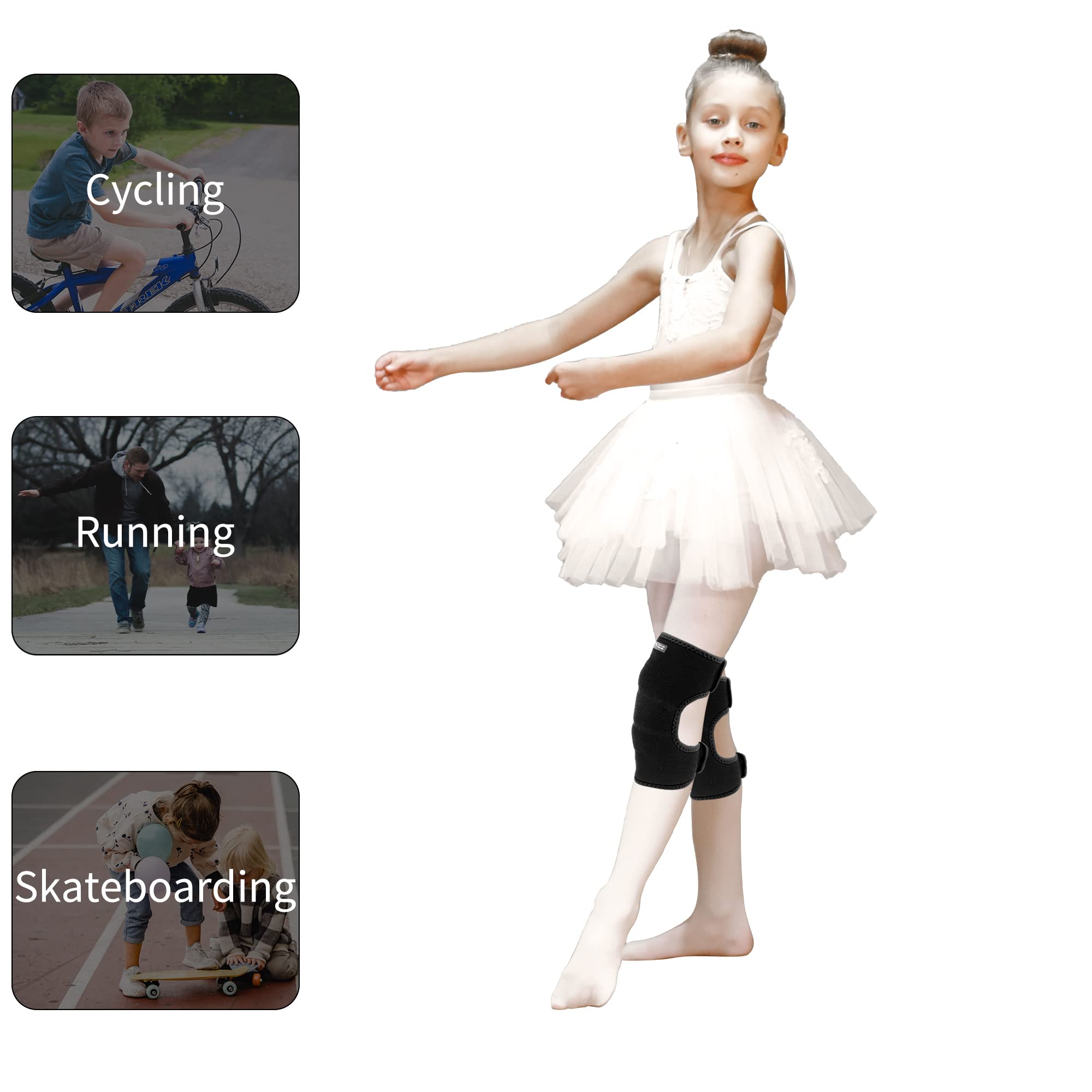 ONTYZZ Niños Rodilleras Ajustable Niños Niñas Protector de Apoyo de Rodilla con Almohadilla SBR Engrosada Guardia Envuelve para el Ciclismo Cuesta Abajo Bailando Voleibol — view 5