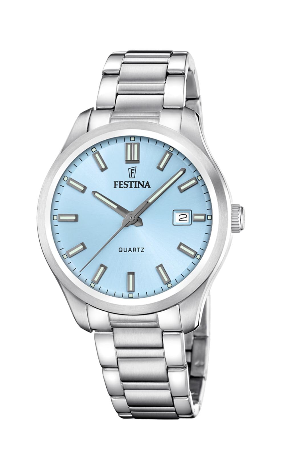 Festina Orologio Uomo Analogico in Acciaio Inossidabile 316l Argentato | Movimento al Quarzo, Calendario, Vetro Minerale ad Alta Resistenza, Impermeabile 5 ATM F20736/2