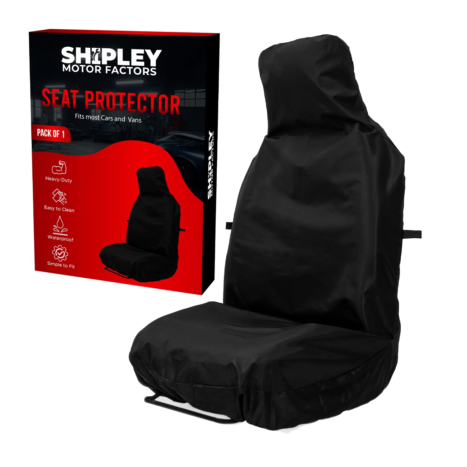 Shipley Motor Factors: Heavy Duty Waterproof Seat Covers for Front Car and Van Seats - Side Airbag Compatible - Oxford Fabric Bucket Seat Cover - Single