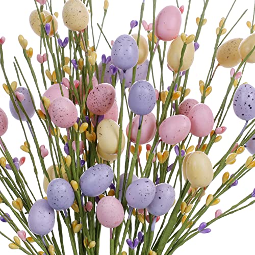 Violetevergarden Easter Picks,6 Pack Easter Egg Picks Artificial Easter Berry Stems Easter Picks And Sprays Rustic Easter Decorations For Easter Home Decor And Flower Arrangement(Pink/Purple/Yellow) #TOP2
