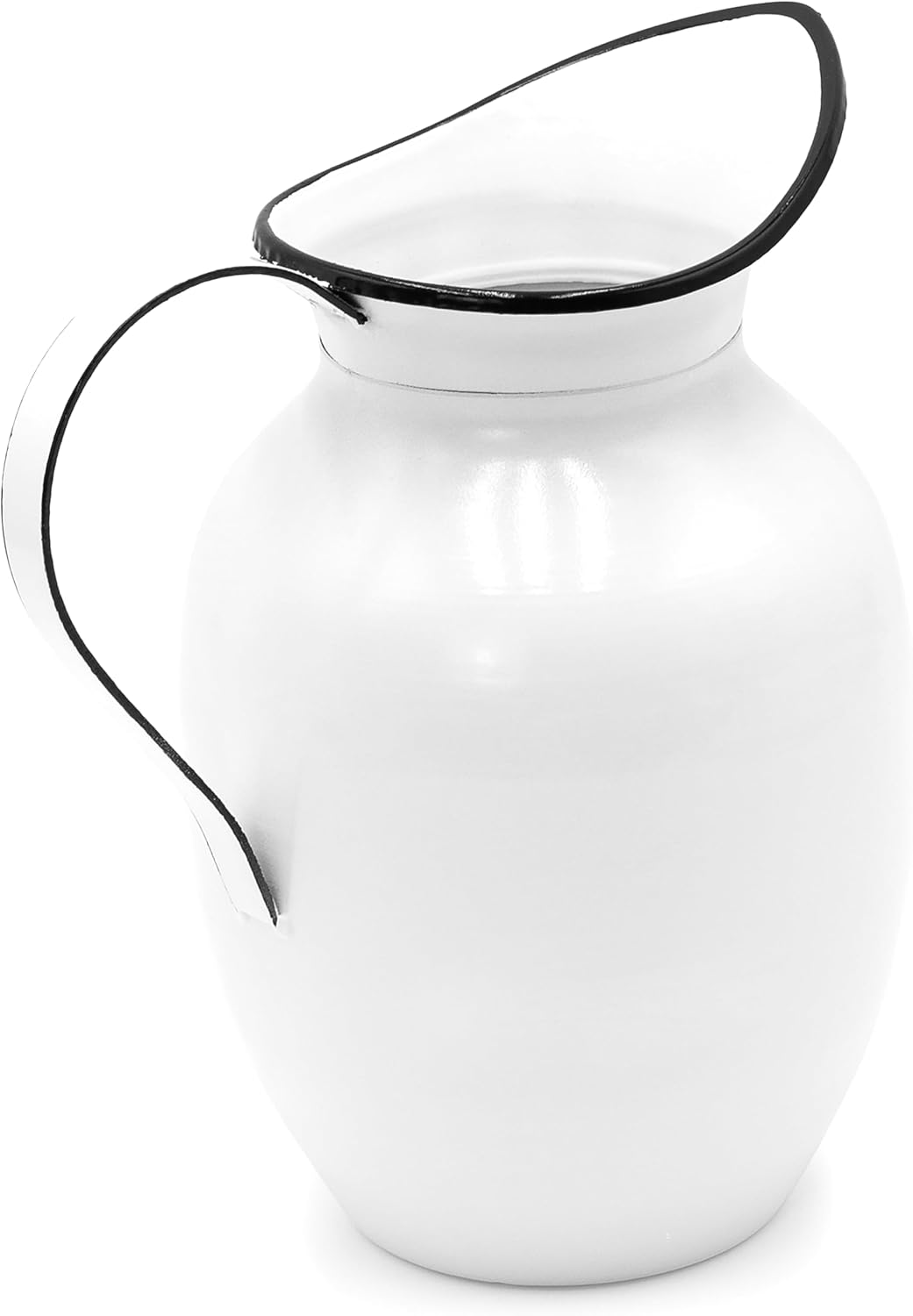 Red Co. 9.5” Decorative Vintage Metal Centerpiece Flower Vase with Handle, White/Black Rim - Image 3