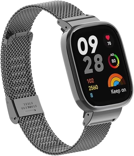 Miniatura 2 de HOPMC - Correa de repuesto clásica con marco de metal y hebilla de malla de acero inoxidable para Redmi Watch 3