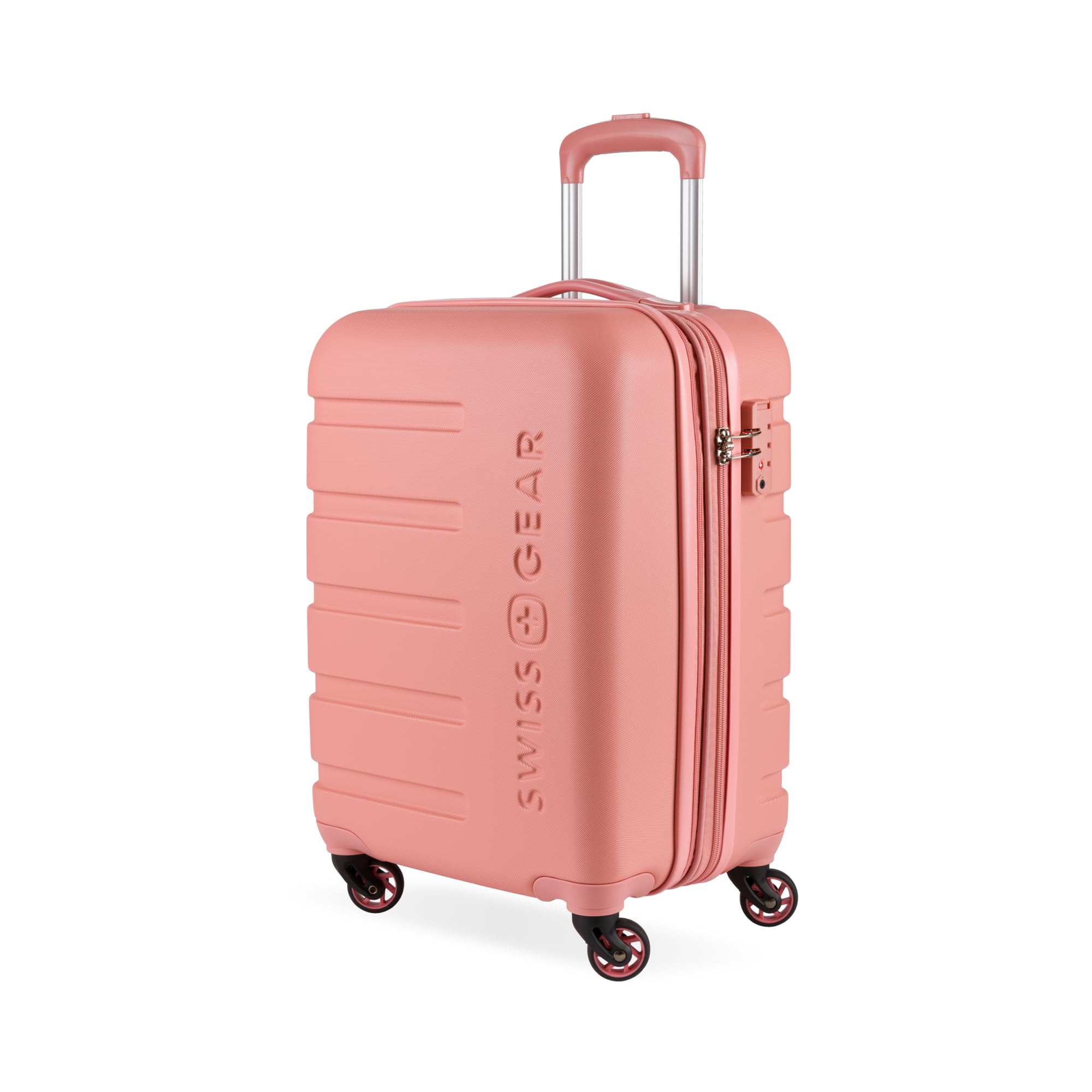SWISSGEAR Signature Hardside Expandable Carry-On Spinner Luggage, ABS Construction, TSA-Friendly Lock, and Built-In Cupholder, Coral Almond, 19-Inch