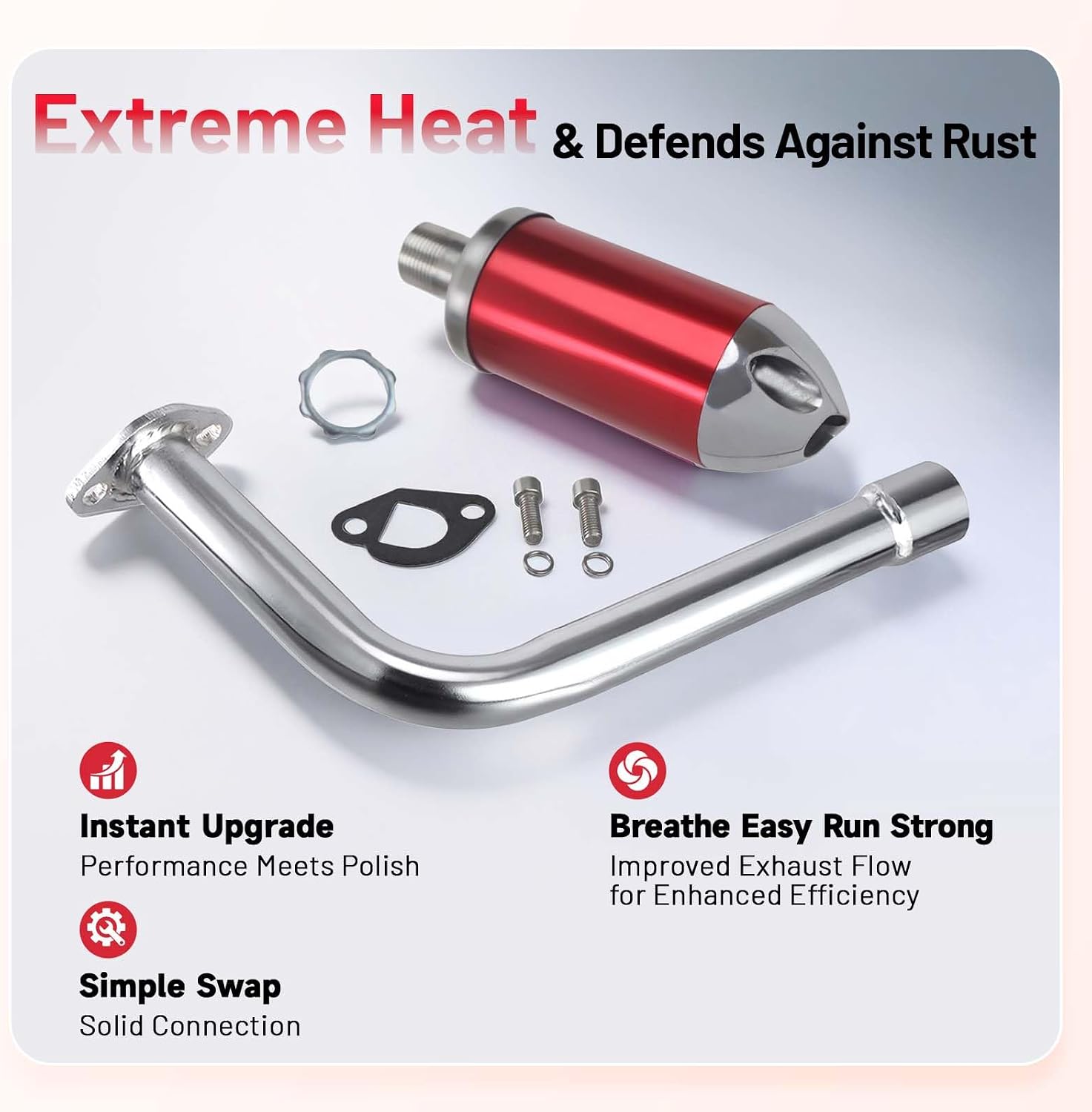 Exhaust Pipe female thread With Muffler For Predator 196cc 212cc for GX160 GX200 Engine for Coleman Bt200x Go Kart Mini Bike Performance Parts Red