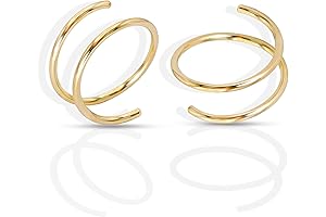 14k Gold Double Hoop Pair Earrings for Single Pierced Ears