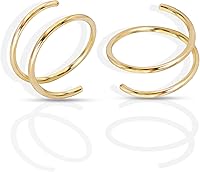 Vista 1 de Aretes de aro dobles pequeños de oro de 14 quilates para piercing individual Aretes de cartílago en espiral Aretes de doble piercing para mujer