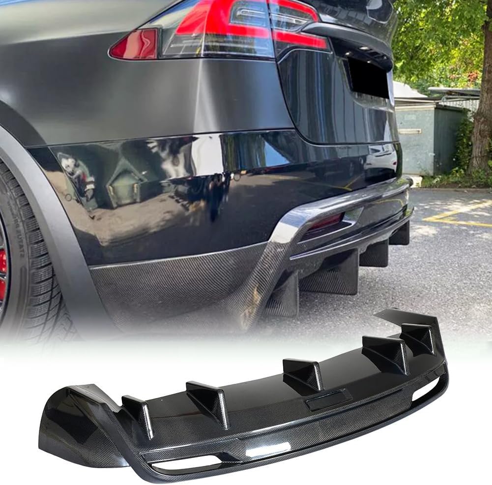 Model X Carbon Fiber Rear Bumper Lip Diffuser fits for Tesla Model X 75D 90D P90D 100D P100D 2016-2018 Carbon Fiber Rear Lip Spoiler Bumper Cover Protector